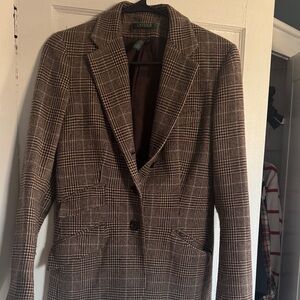 Vintage Lauren Ralph Lauren Brown Wool Checkered Blazer